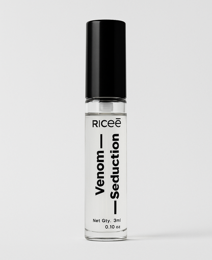 Elegant shot of Riceē (Ricee) Venom Seduction Parfum – premium extrait de luxe in India